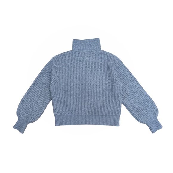 Sezane Micky Jumper Mohair Quarter Button Up Sweater in Vintage Blue - Picture 6 of 6